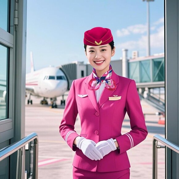 Women’s Flight Attendant Costume Accessory Set Hat Scarf Gloves Sunglasses main image 7